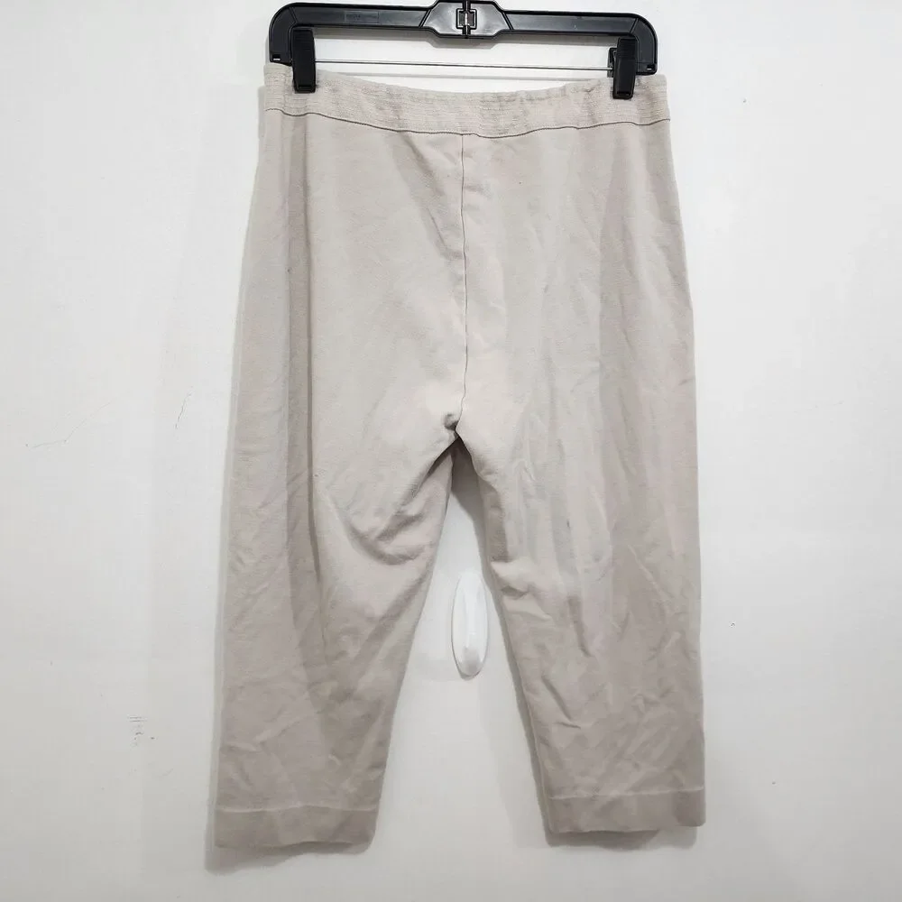 Soft Surroundings Ponte Knit Crop Capri Pants Seam Beige Stretch Womens Petite M